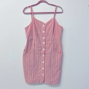 In God We Trust pink striped cotton dress size L